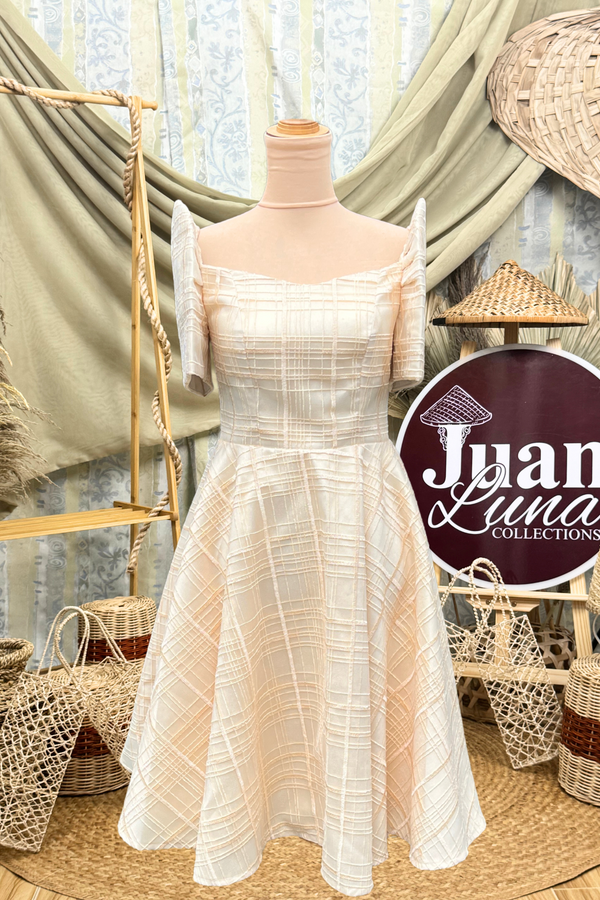 Kallia Abacca Lace Filipiniana Dress with Beige Duchess Lining