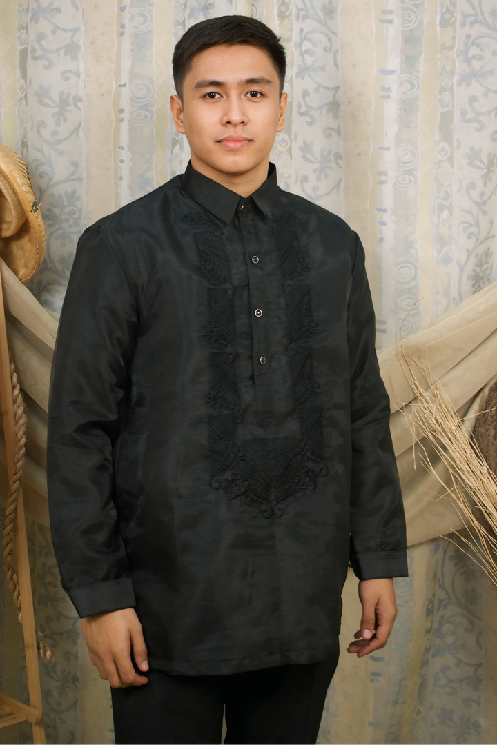 Men Black Barong Tagalog
