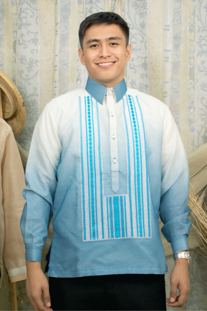 Men Blue Barong Tagalog