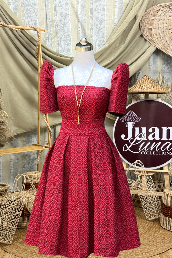 Modern Red Filipiniana Dress